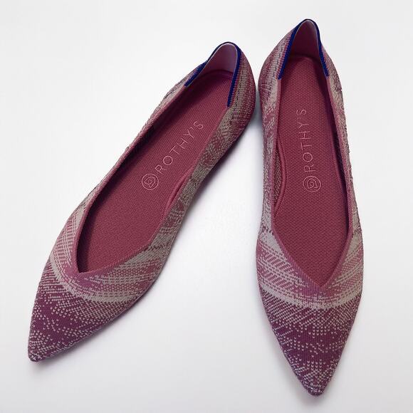 ROTHY'S NWOT Rare Breast Cancer Plaid Pointed Flats in Pink Size 11.5 - Picture 1 of 12